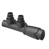 Product Cut out image of the Abacus Ultima Euro50 Anthracite Angled Thermostatic Radiator Valve